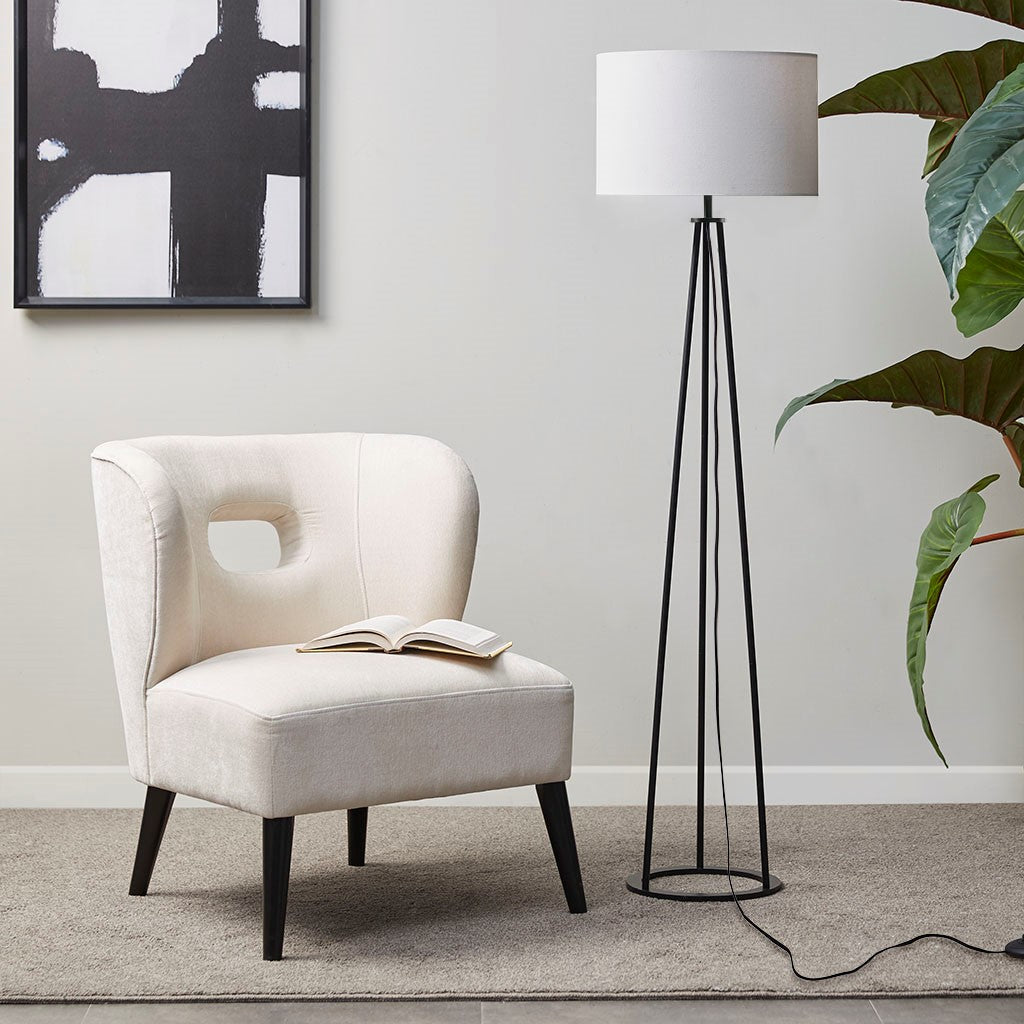 Black Clyde Metal Tripod Floor Lamp