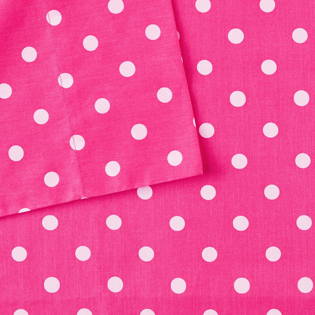 Polka Dot Printed 100% Cotton Sheet Set