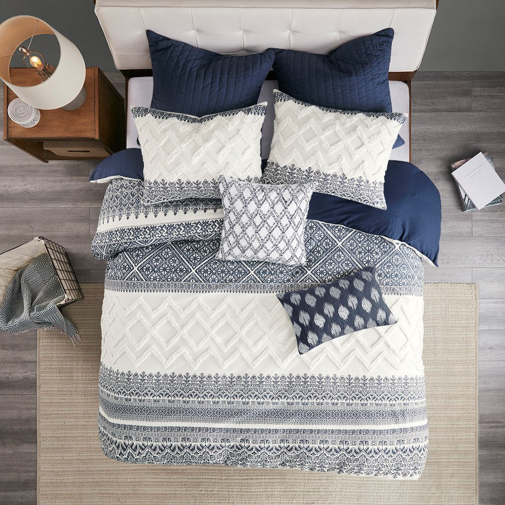 Mila Cotton Printed Duvet Cover Set with Chenille