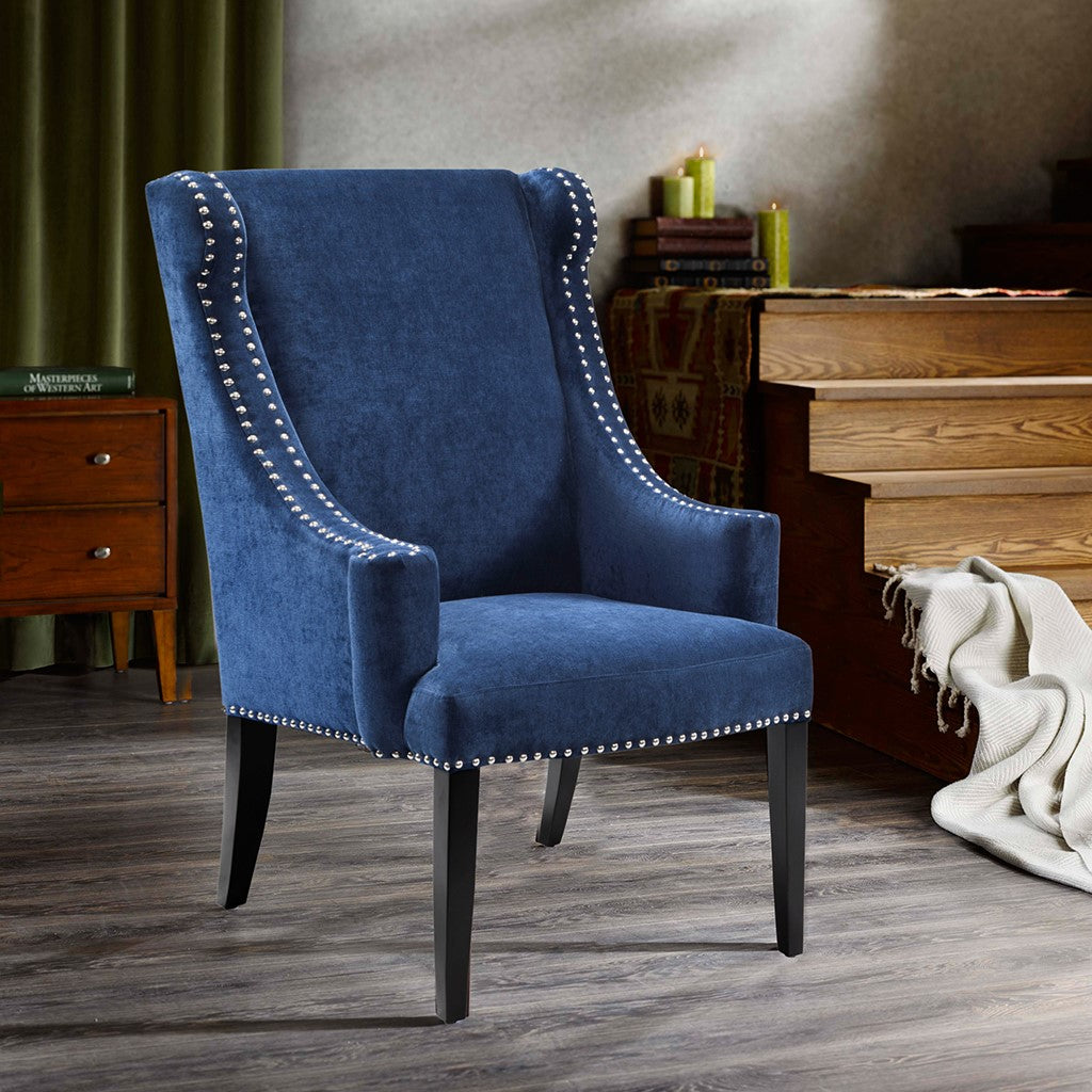 Marcel High Back Blue Wing Chair