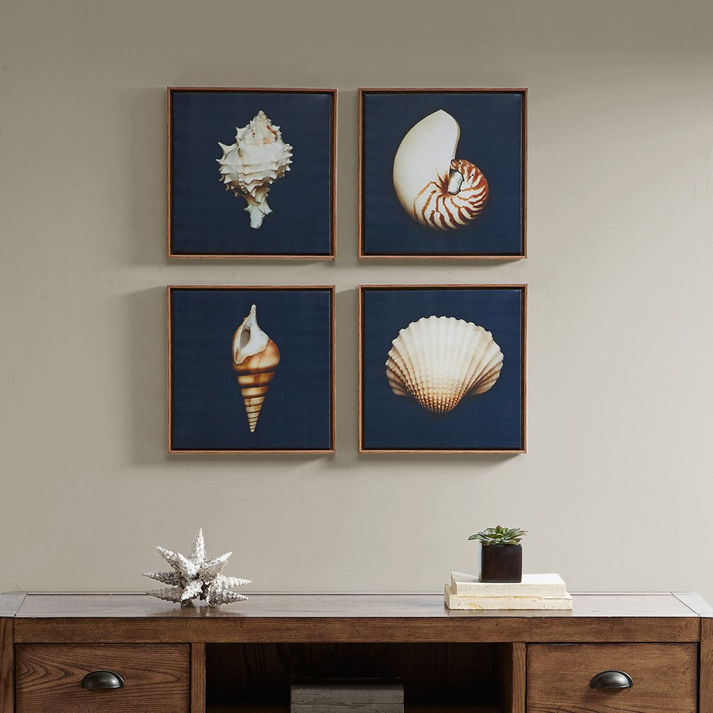 Ocean Blue Framed Canvas 4 Piece Set