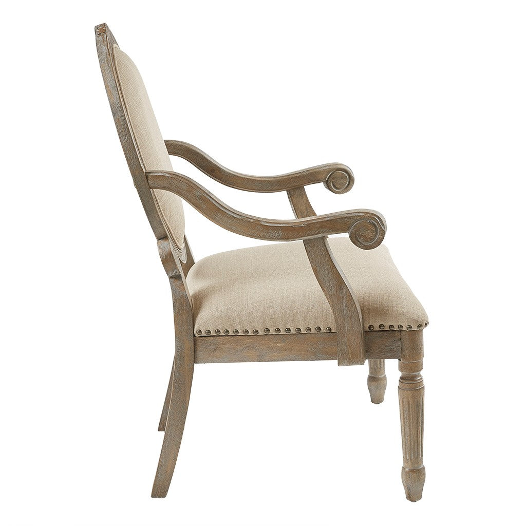 Brentwood Exposed Beige Wood Arm Chair