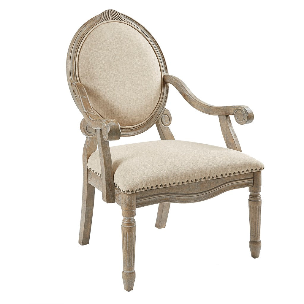 Brentwood Exposed Beige Wood Arm Chair