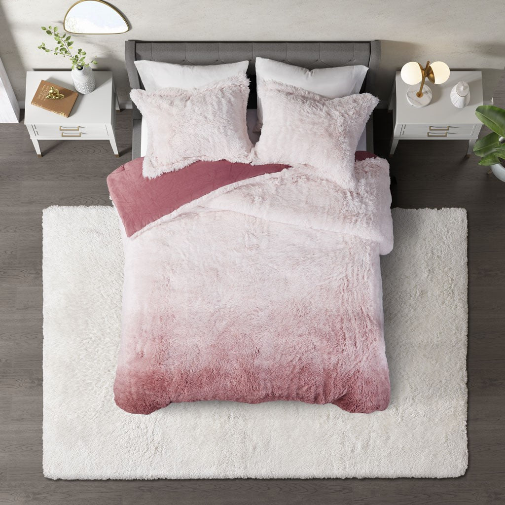 Cleo Ombre Shaggy Fur Comforter Set