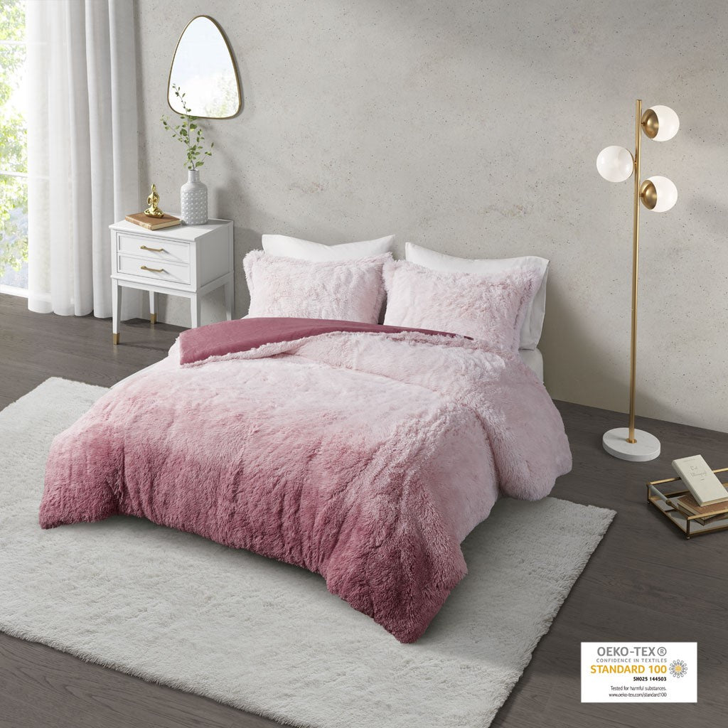 Cleo Ombre Shaggy Fur Comforter Set