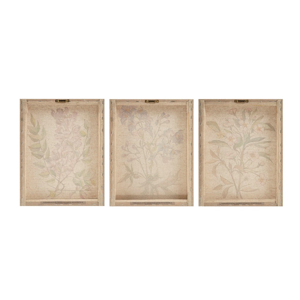 Linen Botanicals Printed Linen Canvas Set of 3