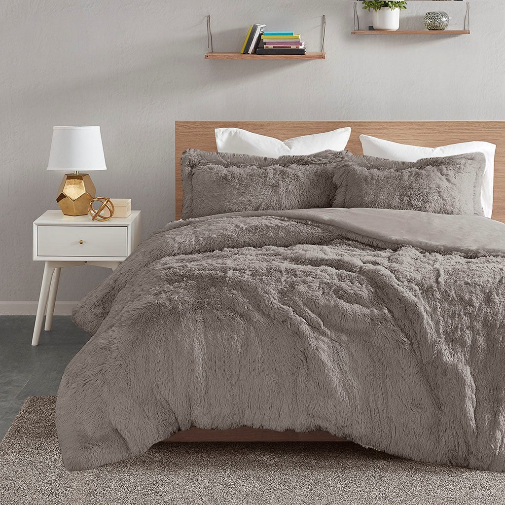 Malea Shaggy Fur Duvet Cover Set