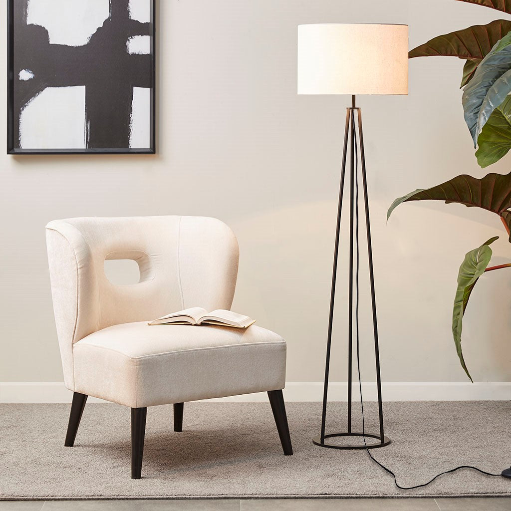 Black Clyde Metal Tripod Floor Lamp