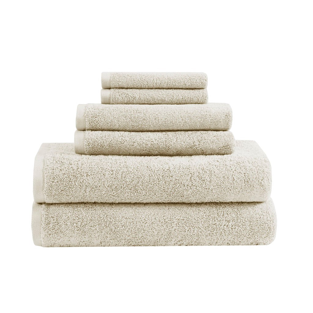 Aure 100% Cotton Solid 6 Piece Antimicrobial Towel Set