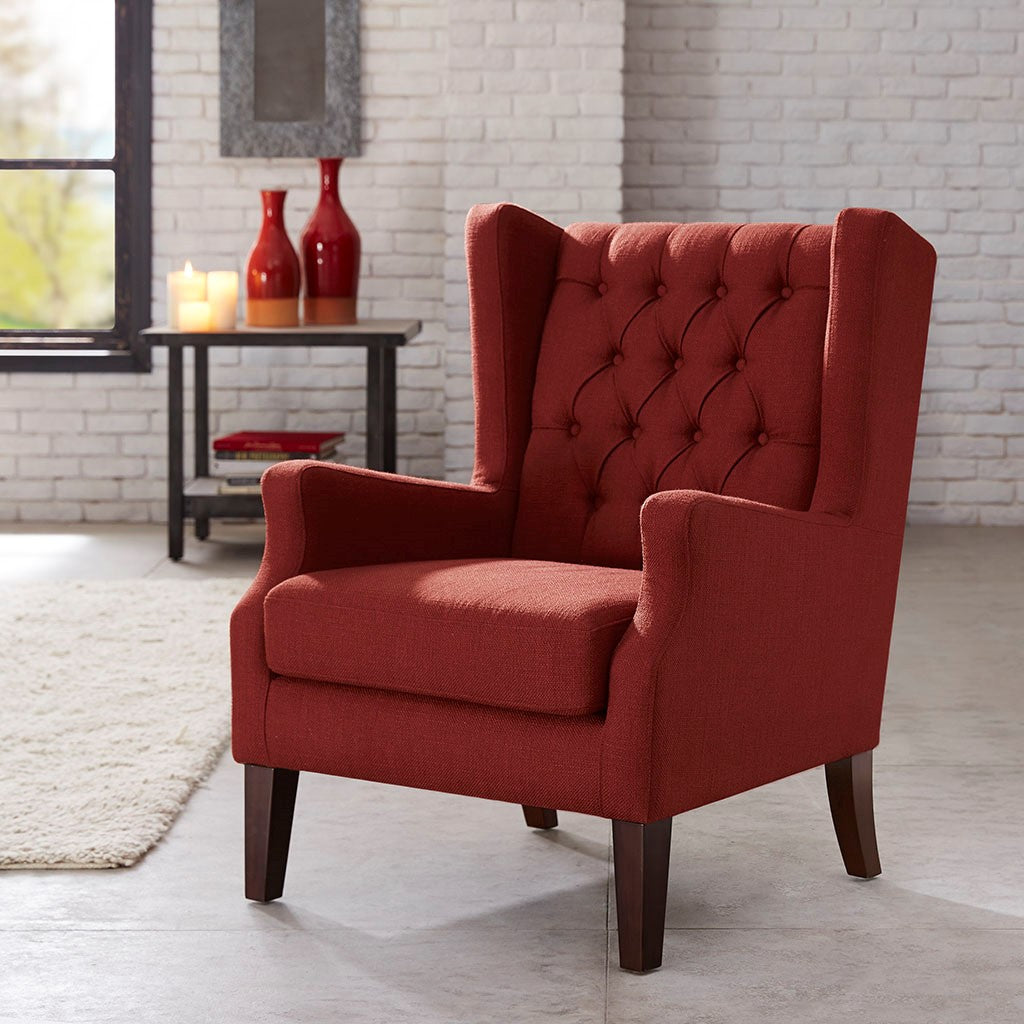 Maxwell Button Tufted Red Wing Chair