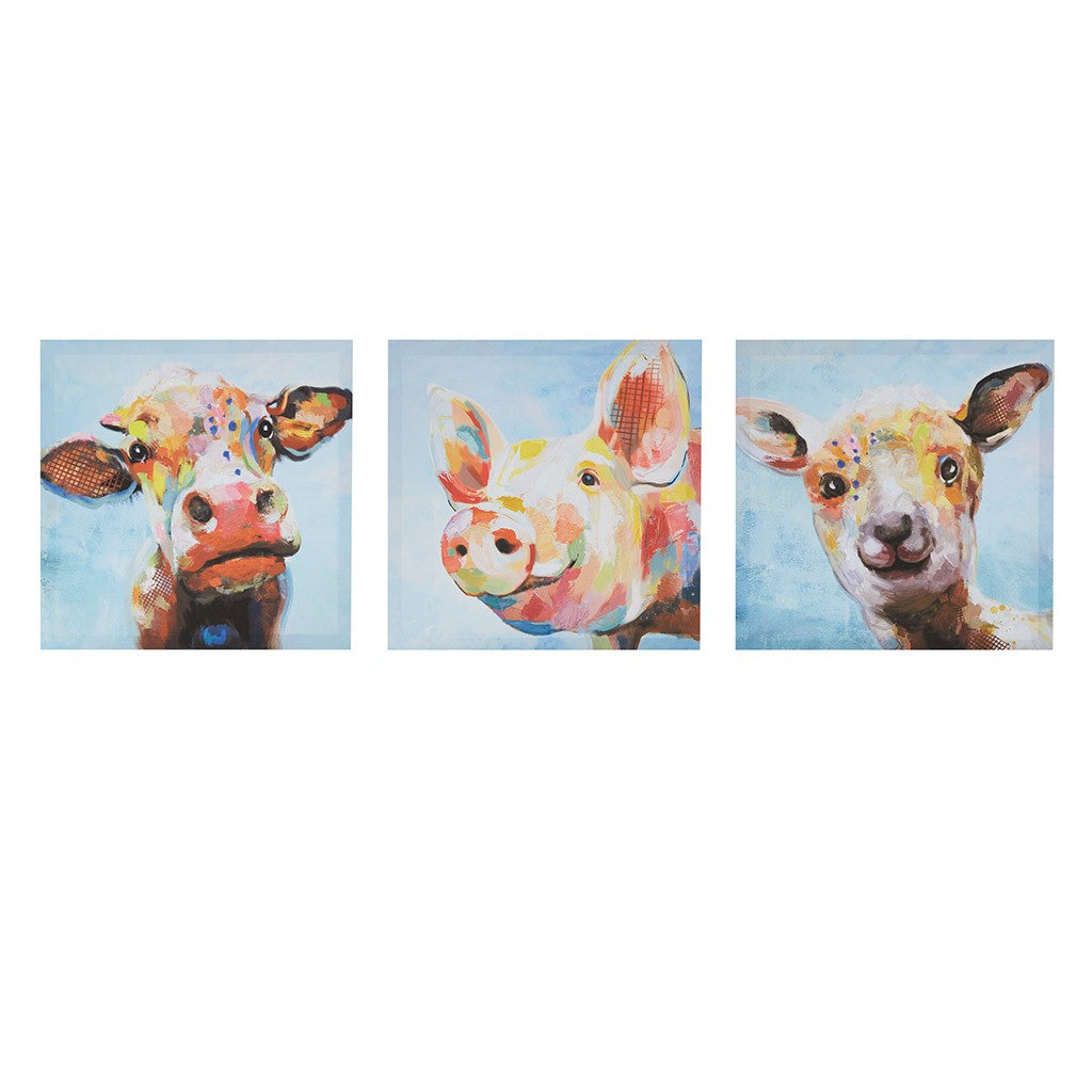 Farm Animals Printed Canvas 3 Piece Set