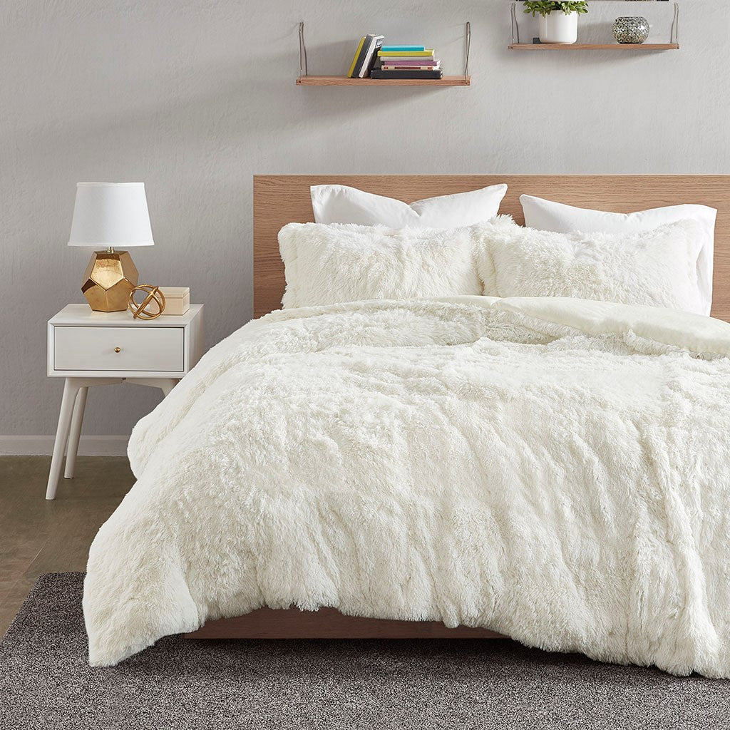 Malea Shaggy Fur Duvet Cover Set