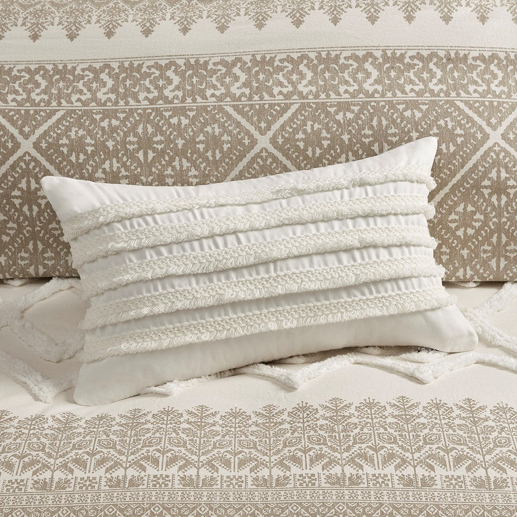 Mila Cotton Printed Duvet Cover Set with Chenille