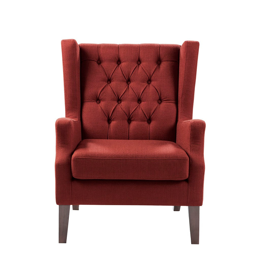 Maxwell Button Tufted Red Wing Chair