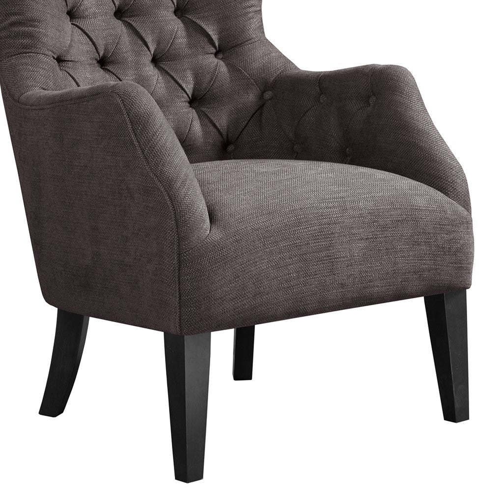 Hannah Button Tufted Brown Wing Chair