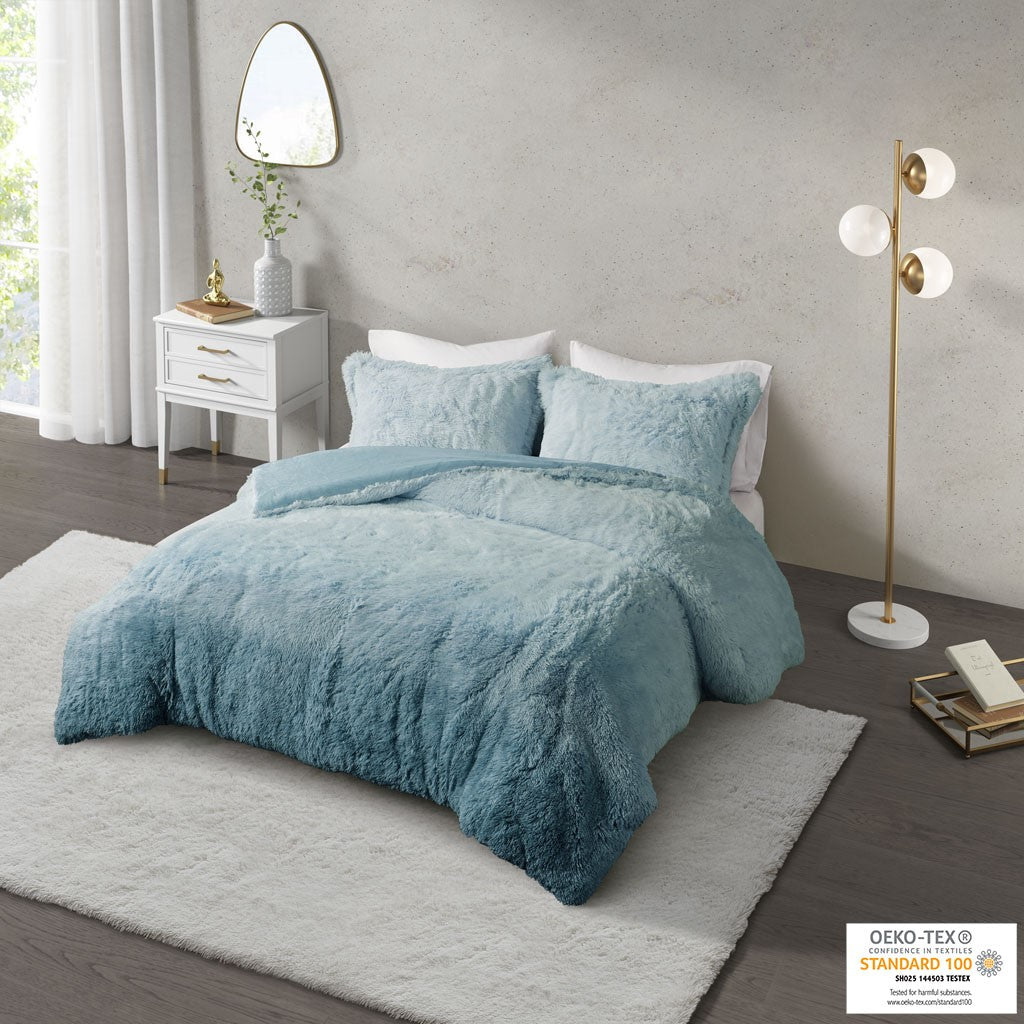 Cleo Ombre Shaggy Fur Comforter Set