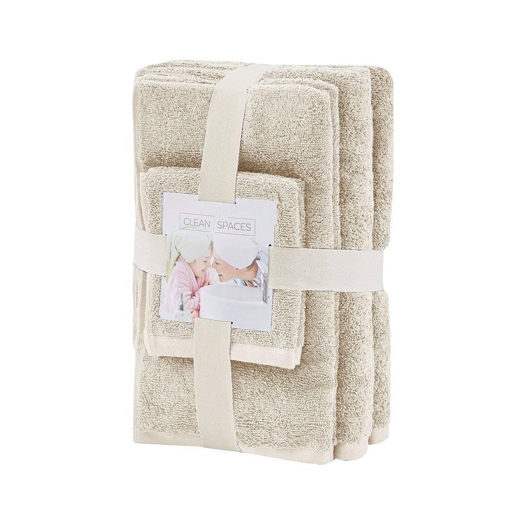 Aure 100% Cotton Solid 6 Piece Antimicrobial Towel Set