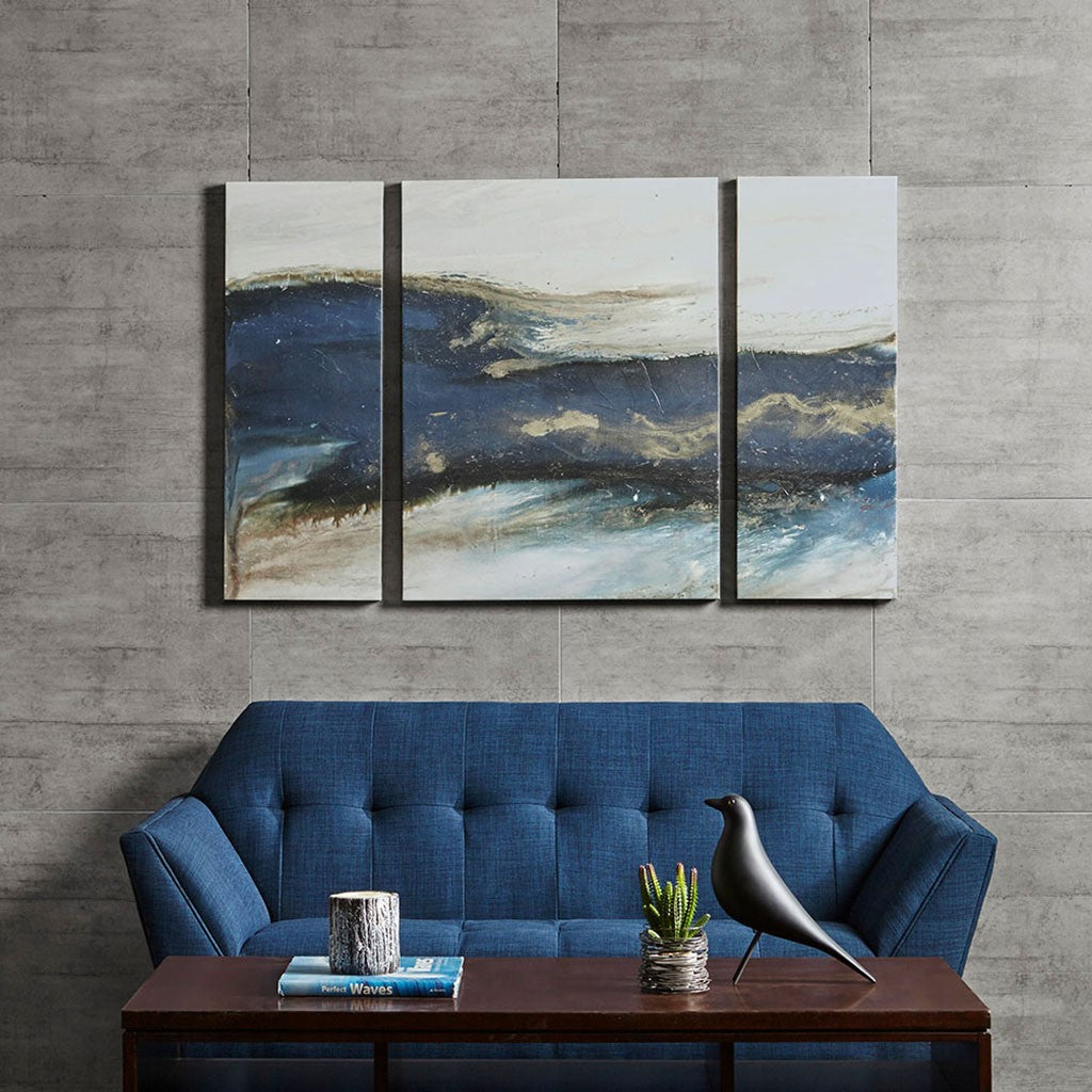 Rolling Waves Gel Coated Canvas-Set of Three