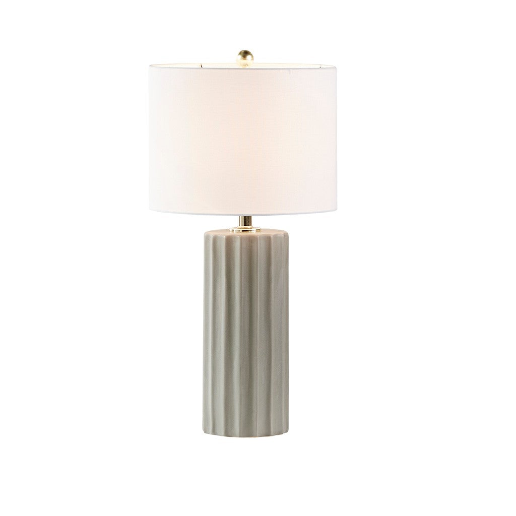 Glendale Ceramic Ribbed Grey Table Lamp