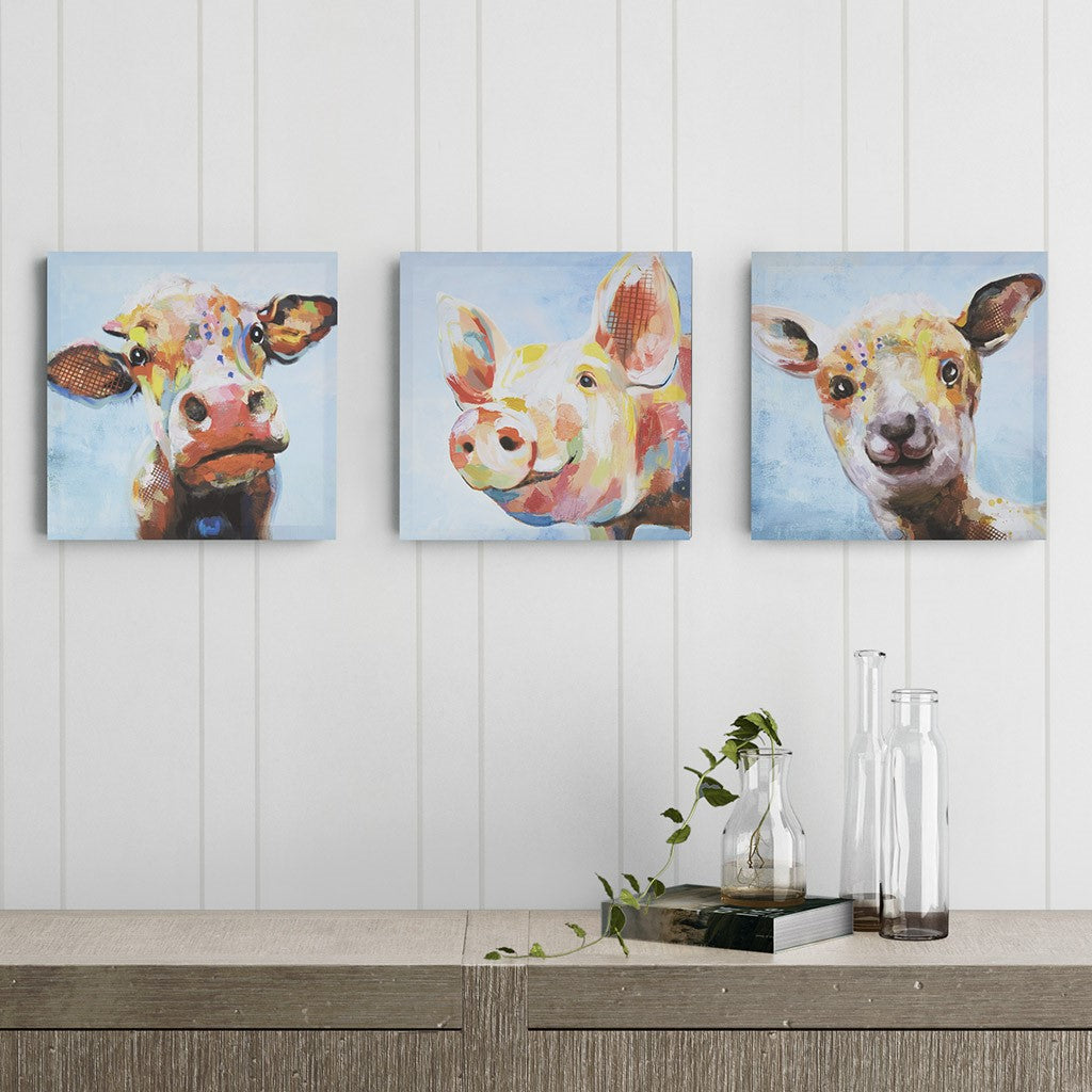 Farm Animals Printed Canvas 3 Piece Set