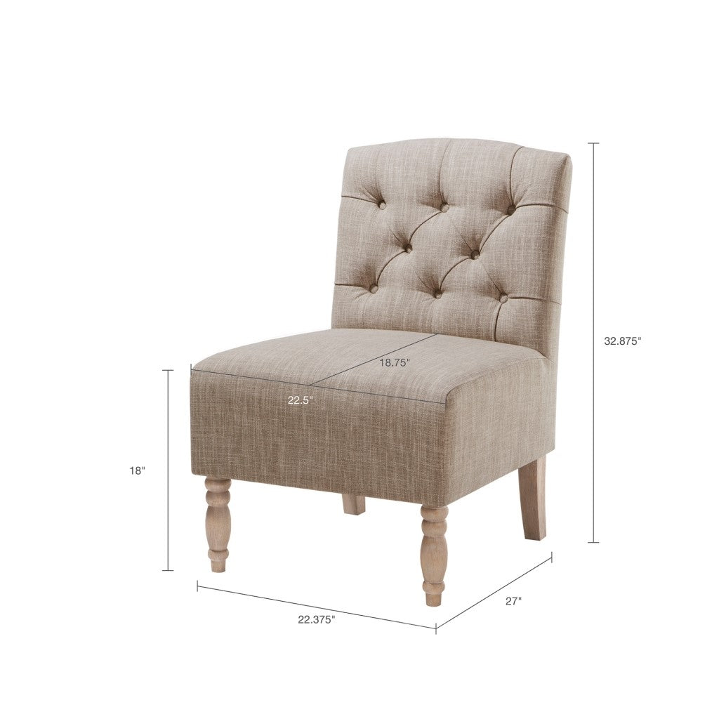 Lola Tufted Beige Armless Chair