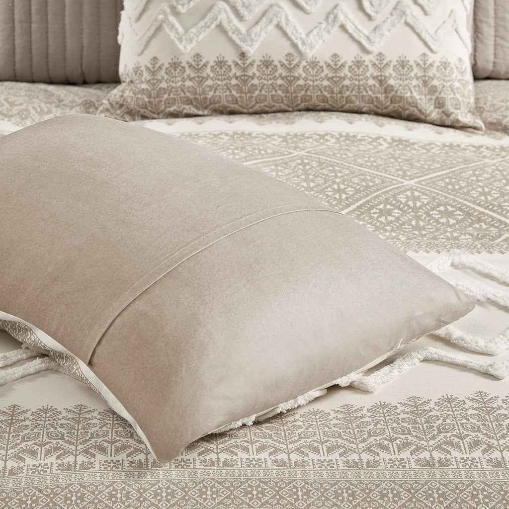 Mila Cotton Printed Duvet Cover Set with Chenille