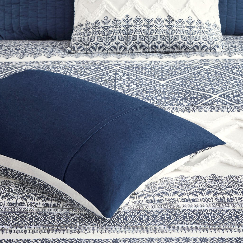 Mila Cotton Printed Duvet Cover Set with Chenille